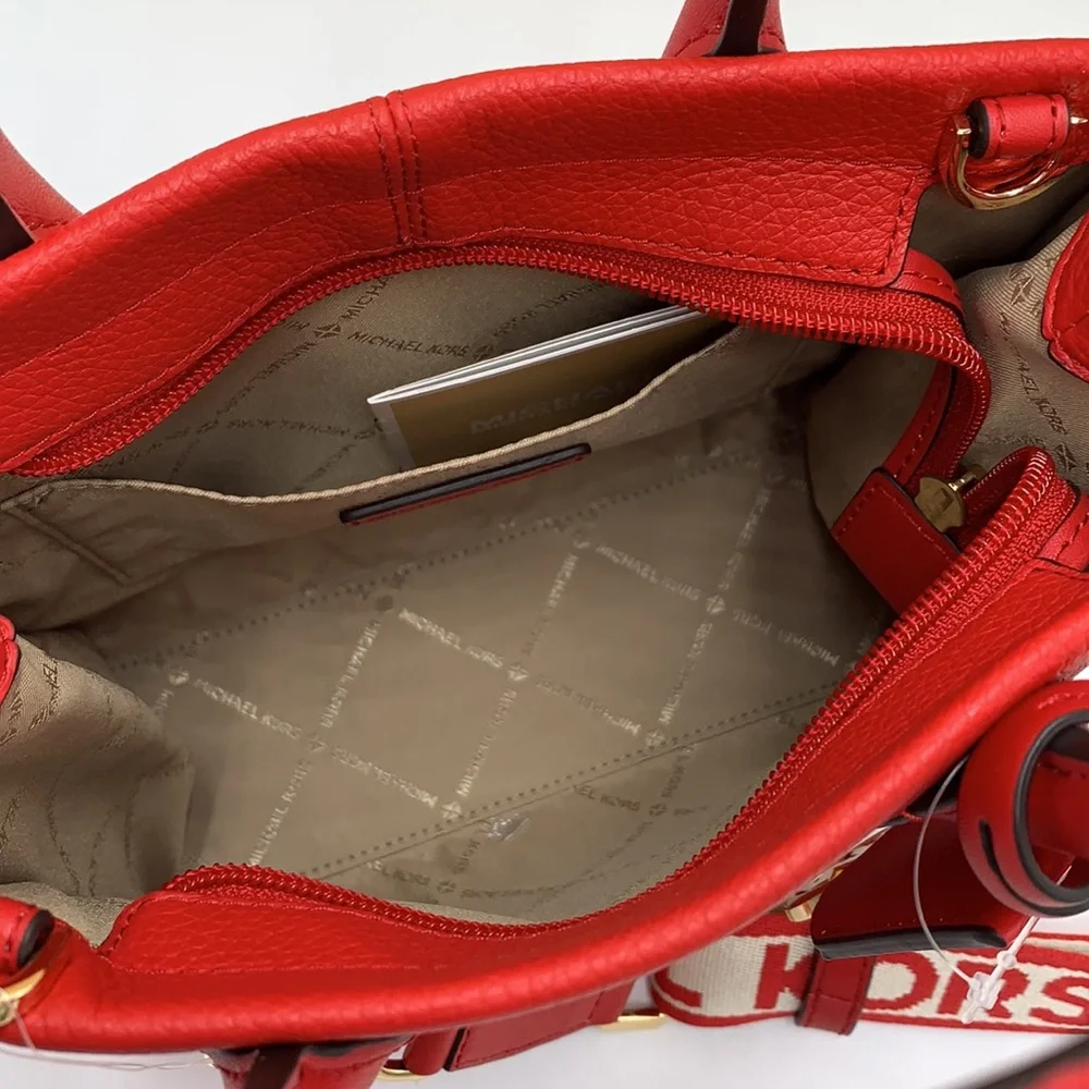 MICHAEL KORS MIRELLA SMALL SHOPPER TOP ZIP XBODY BRIGHT RED COLOR - Picture 13 of 16
